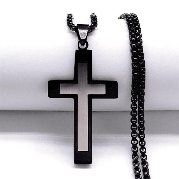 Komi Hot Selling Cross Stainless Steel Pendant Necklace Men's Gold Religious Necklace