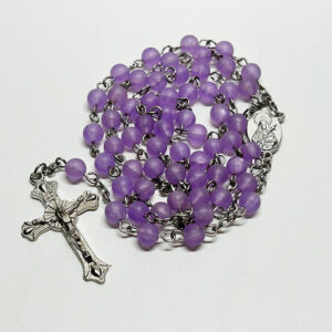 KOMI 2024 New Hot Selling 6mm 6mm Frosted Glass Bead Chain Cross Pendant Necklace