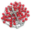 Komi Komi Wholesales Religious Gift Red Glass Beads Necklace Virgin Mary Cross Pendant Rosary Necklace