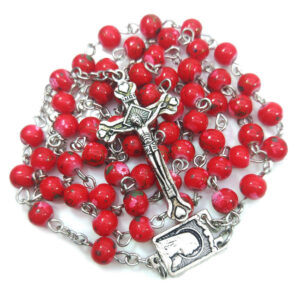 Komi Komi Wholesales Religious Gift Red Glass Beads Necklace Virgin Mary Cross Pendant Rosary Necklace