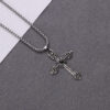 KOMI Men Women Vintage Religious Rhinestone Cross Pendant Necklace Fashion Punk Sweater Chain Silver Cross Necklace Prayer Gift