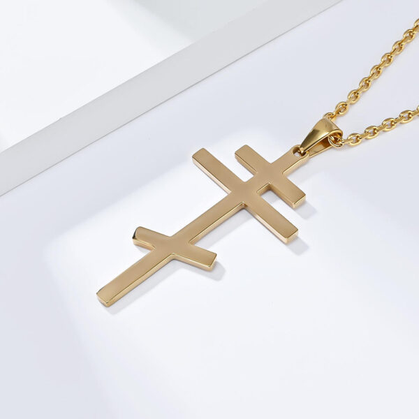 KOMI Cross Necklace for Men Silver Black Gold Orthodox Stainless Steel Cross Pendant Necklace for Men Women Simple Chain 24 Inch