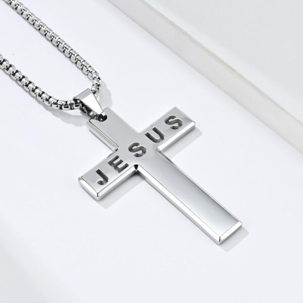 0772aafce0d92120a9b438290f20f892_H59f5888d30154aa990eec64c63efcaf1g_avif=close&webp=close KOMI Cross Necklace for Men Silver Black Gold Stainless Steel Jesus Cross Pendant Necklace for Men Boys 24 Inch Religious Gifts