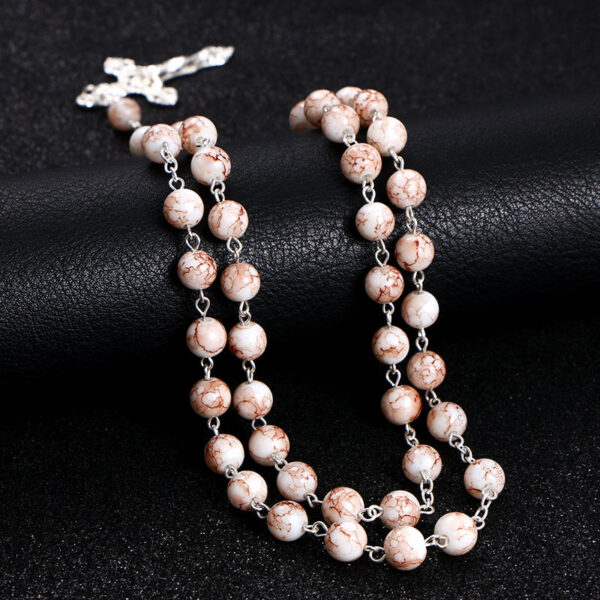 07ae552f711fa8929147159b36fa51dd_H17b8e76c5c9d44e8aa77c6fde9c213f9G_avif=close&webp=close Hot Sell Rosary Glass Beads Necklaces Jesus Virgin Mary Catholic Religious Rosary Necklace for Pary
