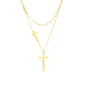 KOMI 18K Gold Plated Stainless Steel Layered Cross Pendants Necklace Choker Necklaces for Women Birthday Gifts