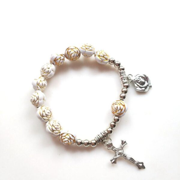Komi 2023 Hot Sale Gold Rosary Beads Cross Necklaces Religious Prayer Bracelet Jewelry
