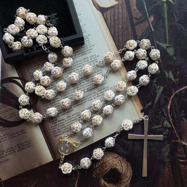 Komi 2023 Hot Sale Gold Rosary Beads Cross Necklaces Religious Prayer Bracelet Jewelry
