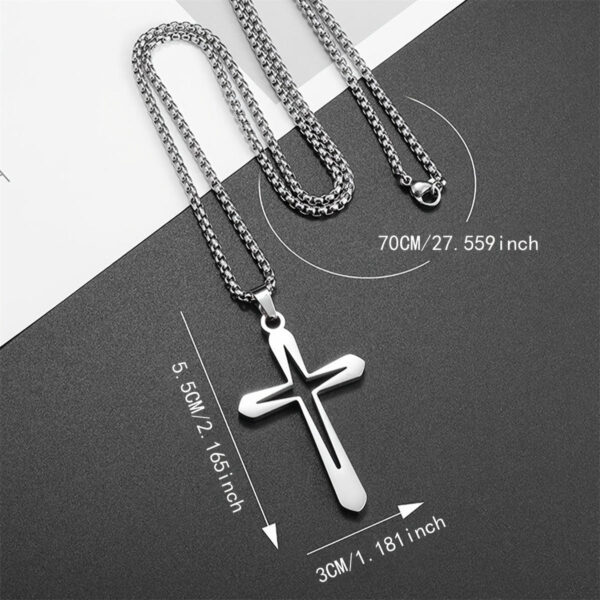 0998b4d71ee30bebb80343a96110f09a_H4ce0463068924d208db071fb77f22721T_avif=close&webp=close KOMI Cross Necklace for Men Boys Gifts Silver Stainless Steel Hollow Cross Pendant Necklaces Long Chain Necklace for Women Girls
