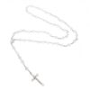 KOMI 2024 New Hot Selling Blue Crystal Rosary Necklace Multicolor Crystal Flat Bead Cross Necklace