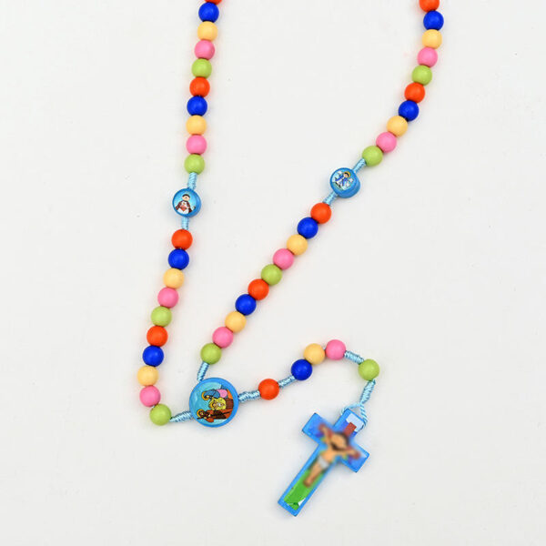 Kids Cartoon Colorful Cross Necklace Beaded Handmade Rope Knot Color Matching Bracelet Pendant