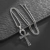 KOMI Stainless Steel Coptic Ankh Cross Pendant Necklace for Men Religious Ancient Egyptian Symbol Anka Cross Necklace for Women