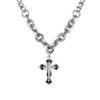 KOMI Men Cross Pendant Necklace with Chunky Chain Punk Jewelry Stainless Steel Rhinestone Crystal Layered Cross Necklace for Men