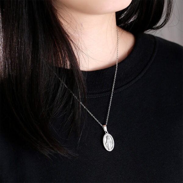 2024 Popular Cross Religious Accessories Necklace Virgin Mary Pendant Stainless Steel Necklace Gold Silver Jewelry