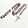 KOMI St. Benedict Medal Beads Linking 8mm Crystal Beaded Rosary Necklace Jesus Cross Pendant Necklace for Religious Prayer Gifts