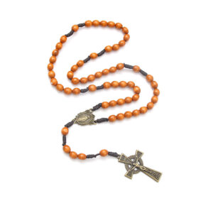 2024 New Religious Jesus Wood Beads High Grade Cross Rosary Necklace Religious Jewelry Wholesale Wholesale
