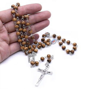 Wholesale Handmade Wooden Gifts Catholic Religious Rosary Jesus Cross Prayer Necklace