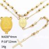 2023 Hot Selling Gold Stainless Steel 4mm Round Bead Religious Jesus and Virgin Mary Clavicle Chain Cross Necklace