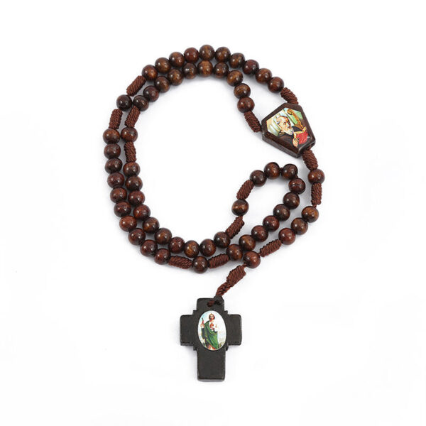Komi Rosary Necklace Natural Wood Bead Cross Necklace Religious Jewelry Wholesale