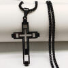 Komi 2023 New Stainless Steel Religious Hollow Cross Men's Necklace Gold Silver Black Men's Necklace Jewelry Wholesale