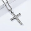 0e8320cb62f8639f0aaae0f2616cfa64_Hf0b71838b062417192b258790f7efe66b_avif=close&webp=close KOMI Cross Necklace for Men Silver Black Gold Stainless Steel Textured Cross Pendant Necklace for Men Wheat Chain 24 Inch Gifts