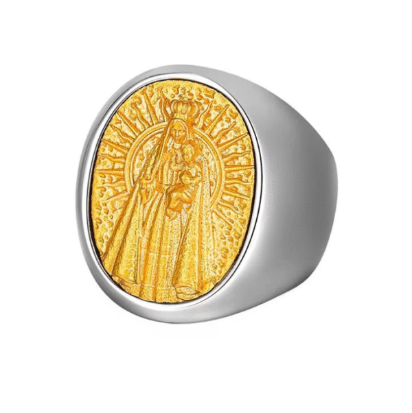 1 Gilded Trend European and American Hip-hop Exaggerated Titanium Steel Jesus Ring Men Gift Religious Jewelry Wholesale