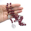 Komi Wholesales Fragrance Wooden Bead Seven Ways of Bitterness Cross Pendant Rosary Necklace