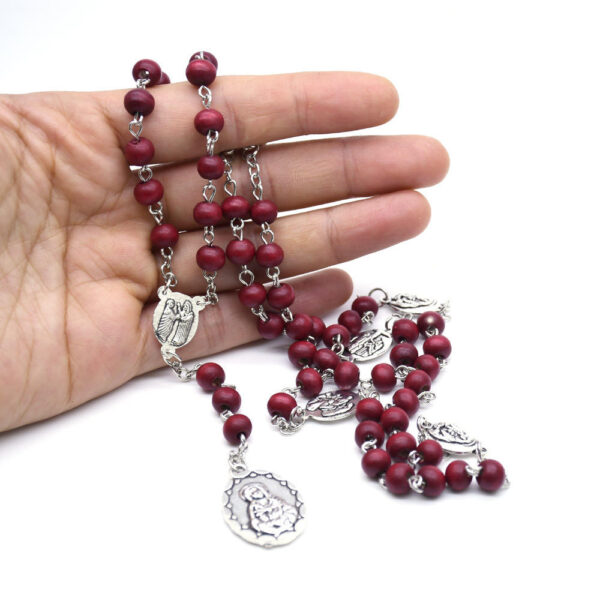 Komi Wholesales Fragrance Wooden Bead Seven Ways of Bitterness Cross Pendant Rosary Necklace