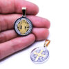 High Grade Stainless Steel St. Benedict Two Tone Round Pendant Cross Necklace Accessory St.Benedict