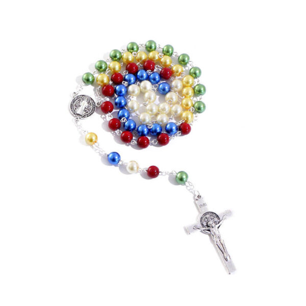 Komi 8 Colors 8mm Crystal Beads Catholic Rosary Necklace Wholesale Religious Cross Necklace Jewelry