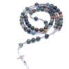 Komi Hot Religious Natural Stone Catholic Rosary Agate Beads Religious Prayer Christian Crucifix Cross Necklace Chain