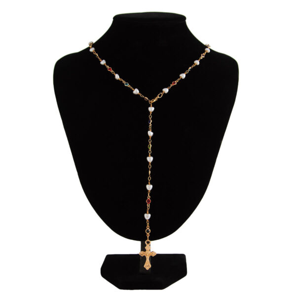 1199bb8f020c71d36cbe1544342fd6c6_H1d6709e238c04d0d83f7ad623ce13f0fE_avif=close&webp=close KOMI Women Crucifix Cross Necklace Colored Round Crystal and Heart Pearl Beaded Chain Gold Jesus Cross Pendant Necklace for Girl