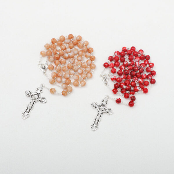 135baf7830bcda6ebd117616317391d0_H85a1b59d59cf498d8ac92fb5a98c8c38y_avif=close&webp=close Hot Holy Catholic Blue Glass Stone Beads Rosary Necklace With Sliver Jesus Cross Religious Necklace