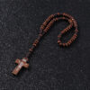 KOMi Vintage Chiro Cross Wooden Rosary Beads Charm Bracelets Catholic Christian Orthodox Fashion Religious Jewelry Gift R-159