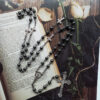 Komi Whosale Religious Jewelry 6mm Hematite Rosary Beads Cross Pendant Necklaces