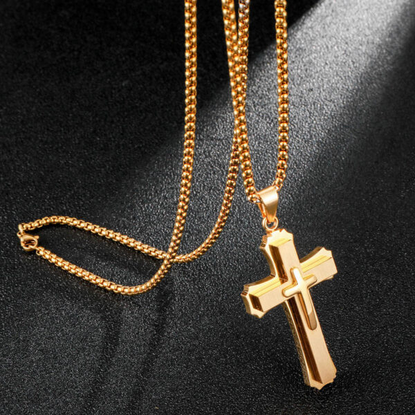 16644fb33c8c79cee9a45978ff501775_H24ffdff332f74dac92c14aa053e8d7a8z_avif=close&webp=close Komi Stainless Steel Cross Pendant Necklace Hot Sale Titanium Steel Non-fading Necklace