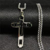 Komi 2023 New Stainless Steel Religious Hollow Cross Men's Necklace Gold Silver Black Men's Necklace Jewelry Wholesale