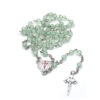 Dreamwork Religious Green Resin Beads Rosary Necklace Shell Medal and Jesus Cross Crucifix Pendant Necklace Communion Rosary