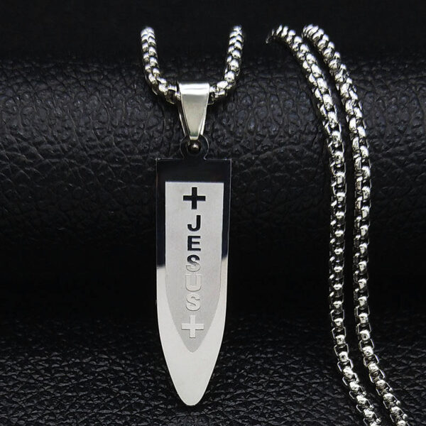 Komi Men's Cross Stainless Steel Choke Necklace Gold Bullet Necklace Jewelry Accessories
