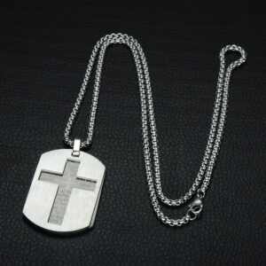 Komi Stainless Steel Double-layer Engraved air Force Brand Cross Pendant Necklace Hip Hop Niche Jewelry for Men