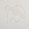Silver Jesus Cross Pendant Copper Plated 925 Sterling Bright Silver 8mm Bead Rosary Virgin Mary Medal Necklace Religious Jewelry