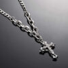 KOMI Men Cross Pendant Necklace with Chunky Chain Punk Jewelry Stainless Steel Rhinestone Crystal Layered Cross Necklace for Men