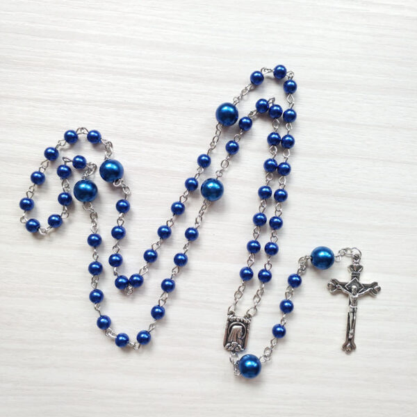 Komi Pearl Multi Colourful Rose Bead Our Lady of Lourdes Virgin Mary Medals Necklaces Religious Cross Prayer Rosary Necklace