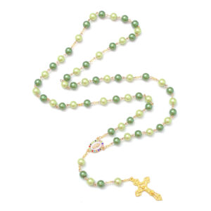 2024 New Religious Jesus Natural Multicolor Stone High Grade Cross Rosary Necklace Religious Jewelry Wholesale Wholesale