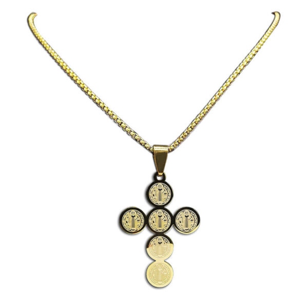 KOMI Men's Hip Hop Personality Cross Necklace Pendant Gold Plated Stainless-steel Necklace Pendant