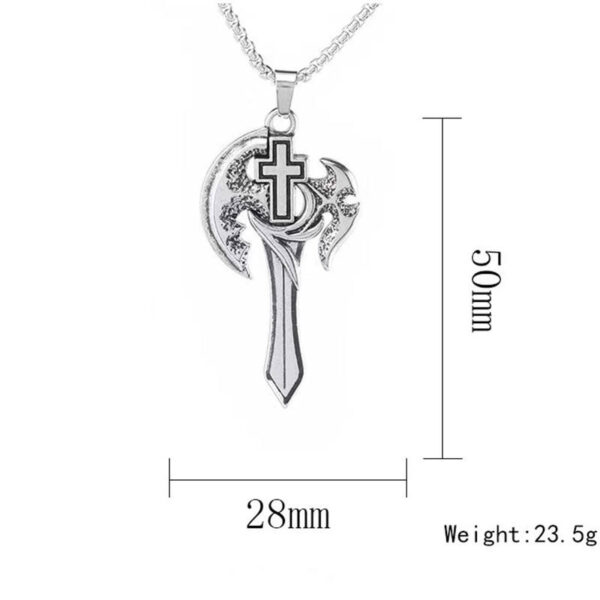 KOMI Retro Fashion Axe Necklace for Men Trendy Personality Hip Hop Sword Cross Pendant Necklaces Stainless Steel Sweater Chain