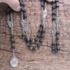 2024 Komi Christian Religion Black Beads Cross Jewelry Ornaments Beaded Rosary of the Seven Dolors Necklace