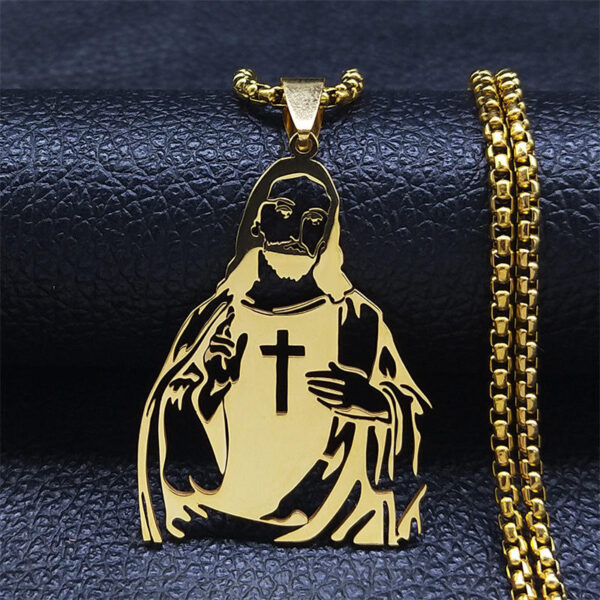 Komi 2023 New Stainless Steel Cross Pendant Necklace Men's and Women's Gold Chain Beads Pendant Titanium Steel Jewelry