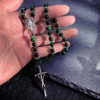 KOMI Cross Pendant Glass Beads Rosary Necklace for Women Men Religious Rosary Beads Jewelry Faith Prayer Beaded Necklaces Gift