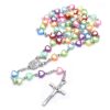 2024 Komi Wholesales Christian Plastic Red Heart Shaped Beads Jesus Cross Pendant Prayer Rosary Necklace