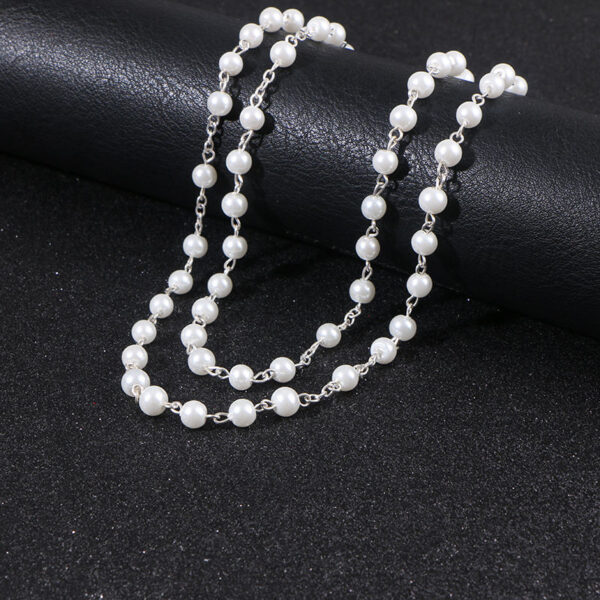 KOMi 5mm Acrylic White Beads Handmade Cross Religious Necklace Rosary Catholic Jesus Christ Jewelry Gift R-201